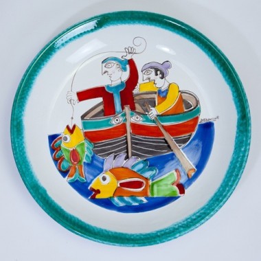 Piatto tondo Folk Pescatori PT35FK-01 Piatto tondo Folk Pescatori PT35FK-01